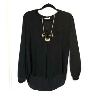 Black Lush Blouse-NECKLACE INCLUDED